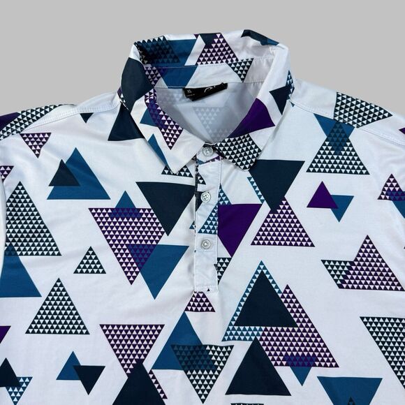 GreenSide Golf Shirt Mens XL White Summer Vibes Triangle Performance Polo - Picture 1 of 11
